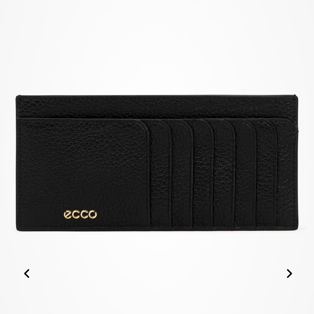 ECCO Black Card Holder with Gold Logo
